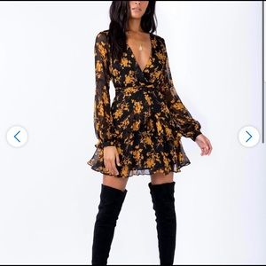 Princess Polly long sleeve ruffle dress size 2